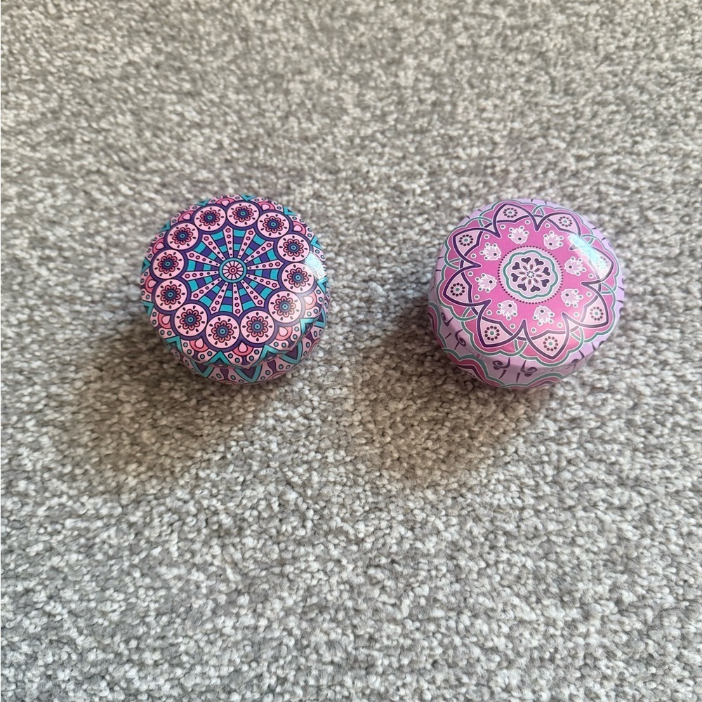 Mandela pattern Colourful Candle Set with Lids - Picture 2 of 5